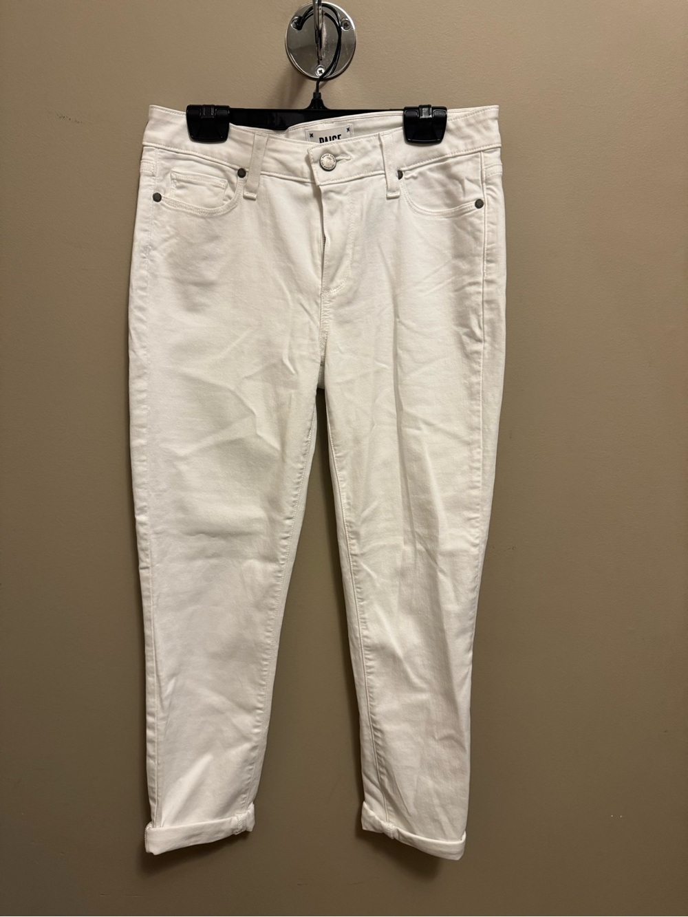 PAIGE White Ankle Slim Straight Jeans
